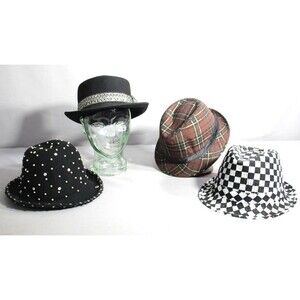 Lot of 4 Fun Fedoras Diverse Collection Of Vintage And Modern Hats